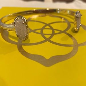 Kendra Scott iridescent soft pink stone and gold cuff